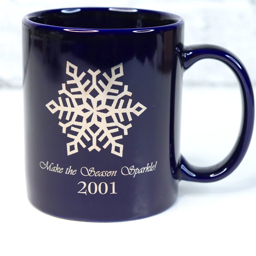 The Bay 2001 Toronto Make The Season Sparkle Ceramic Blue Coffee Mug Rare